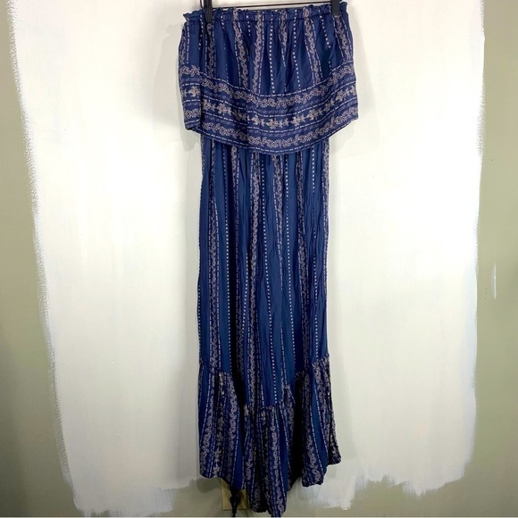 Japna BOHO Flowy Gypsy Festival Bell Bottom Elastic Pull On Jumpsuit Size Medium - Picture 1 of 6